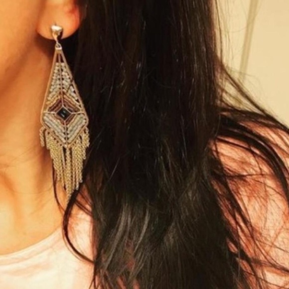 :: S&D Gold Aiyana Fringe Chandeliers Earrings - Picture 6 of 8